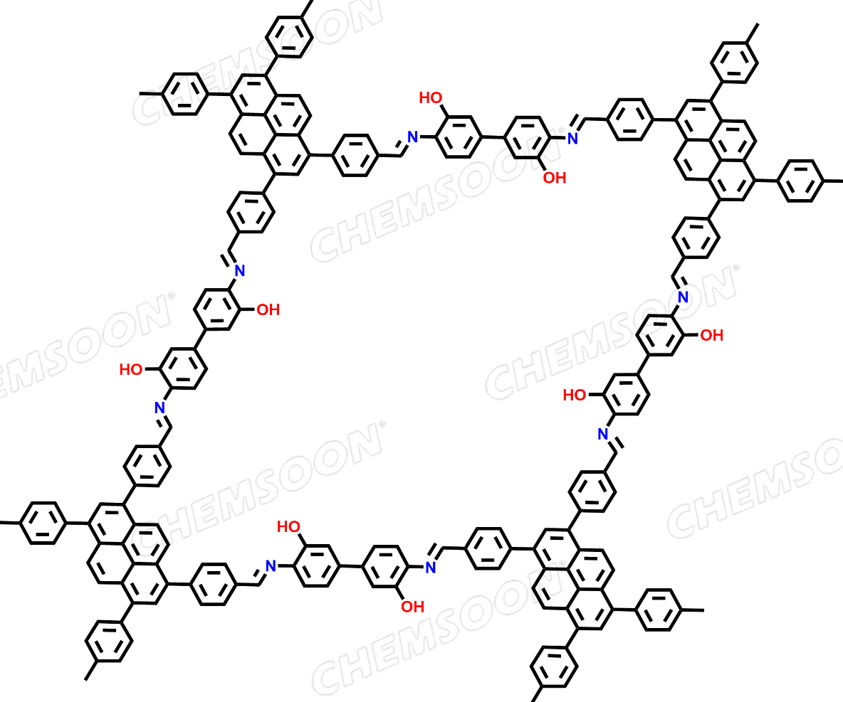 Benzaldehyde, 4,4′,4′′,4′′′-(1,3,6,8-pyrenetetrayl)tetrakis-, polymer with 4,4′-diamino[1,1′-biphenyl]-3,3′-diol